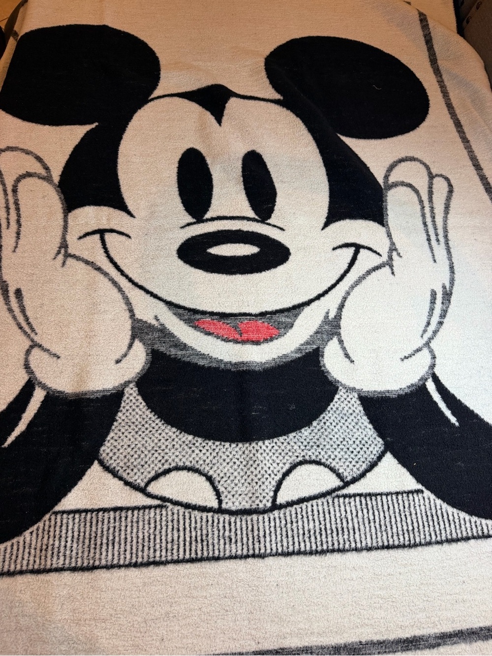 Vintage Biederlack Disney Mickey Mouse Fleece Blanket 54X72 In
